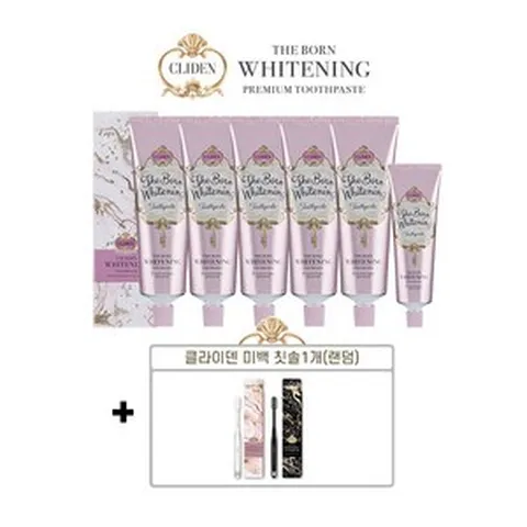 [클라이덴] [싱글패키지] 미백 더본 화이트닝 치약 130g 5개 + 치약 40g + 칫솔 1개, 상세 설명 참조