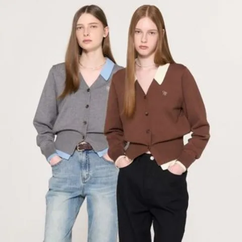 제너럴아이디어 GENERALIDEA WOMAN 에센셜 카라 레이어드 가디건 3COL / WBD3L04524