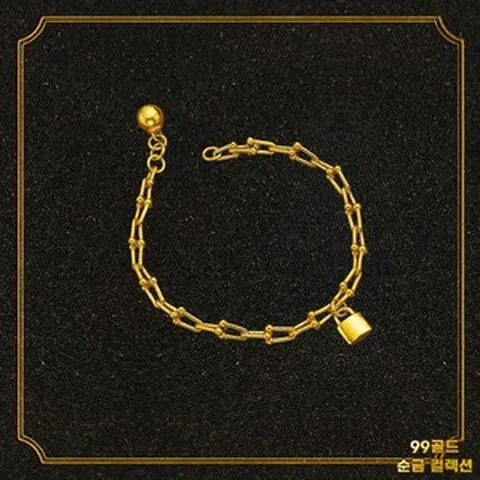 153골드 [최신]24K 순금 KSS108 (Ball-Lock)볼록 클립팔찌 20돈 75g 팔찌(기타중량 판매자 문의 또는 검색)