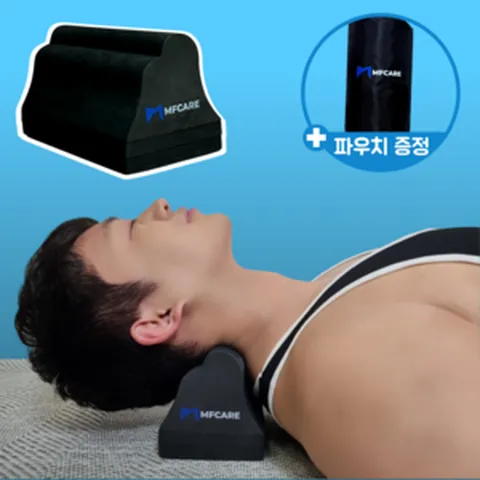 비브넥 거북목 교정기 목마사지기 일자목스트레칭 보조기구 넥스트레쳐 경추 높이조절 부분지압, 블랙, 3세트