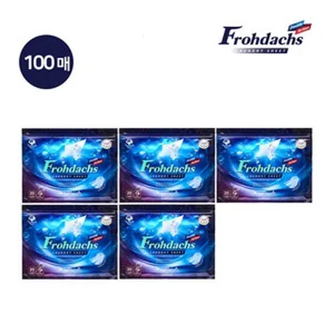 찬물에도 잘 녹는 시트세제 프로닥스 더블액션 세탁세제 종이세제 20매x5팩(총 100매)/드럼세탁기 통돌이세탁기 겸용, 5팩, 20매입