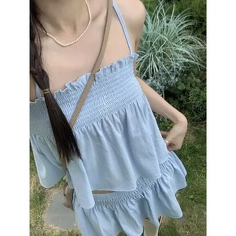 스모크프릴탑 (3color) 스모크탑 휴가룩 브라탑 나시블라우스 나시탑