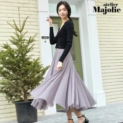 아뜰리에마졸리 튤 레이어 샤 스커트 1종 69900원, S, 베이지