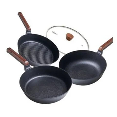 [4종 세트] 도루코 마이셰프 헤이즐 프라이팬 4종 세트(그릴팬 + 프라이팬 + 궁중팬 + 유리뚜껑)