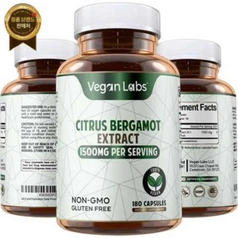 Vegan Labs 비건 랩 시트러스 베르가못 - 1500MG-180 캡슐- 25:1 베르가미아 -- 전반적인 건강 및 체력 보호 지원- 글루텐 프리 비 GMO, 1개