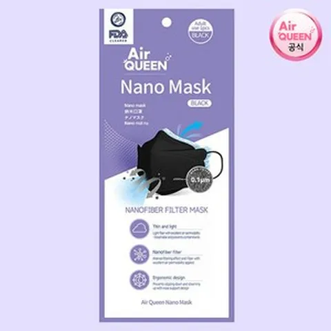 에어퀸 나노 마스크 나노섬유필터 얇고 가벼워 숨쉬기 편한 국내생산 대형 블랙 개별포장 100매 당일무료배송, 1개, 1개