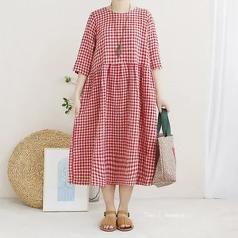 vivacite지지미원피스 고방체크원피스 시어서커원피스