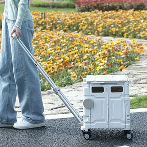 씽크라이프 다용도 접이식 폴딩 쇼핑 카트 장바구니 캐리어 손수레, 4바퀴 75L, 1개, 그레이