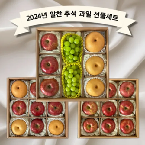 [9월11일(수)오전9시 마감]2024 추석 선물세트 실속 혼합 과일 세트(사과 배 샤인머스켓), 알찬 2호(사과9)