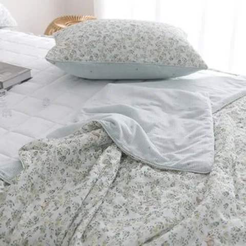 여름 시원한 쿨링 기능성 냉감 냉장고 이불S 매쉬 베개, 이불+베개세트, 작은꽃냉감이불(핑크)