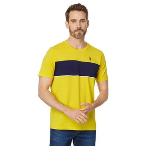 U.S. POLO ASSN. 반팔 컬러블록 스트라이프 크루넥 저지 티셔츠