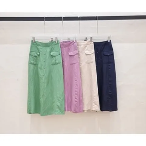 (린넨스커트)af 색감이 이쁜 린넨레이온혼방 단추SKT 데일리치마 여름스커트 미시룩