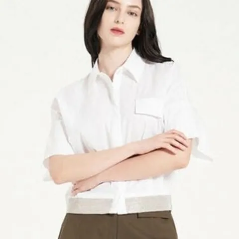 도호텍스처 블록 글리터링 블라우스 DX6BL710WH1175809