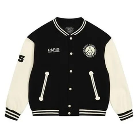 [에스핏 인천점] 24년 가을 특가세일~!! @깔끔한 바시티 자켓 @오버핏 으로 멋스러움@네오프렌과 레자 밋스소재 (주니어)PSG 레자 소매 야구 JP_SJY509MKJP64