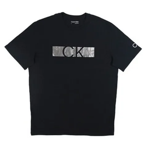 켈빈클라인 남성 CK 실버 로고 그래픽 반팔 티셔츠 블랙 3165238