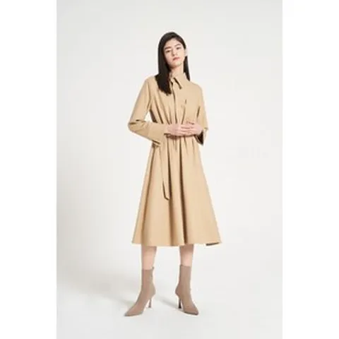 [DOHO] 언밸런스 칼라 벨티드 플레어 원피스 (DWYOP650)