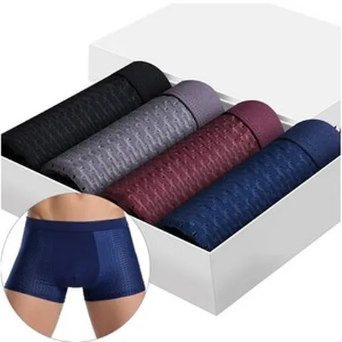 남성 3D 메쉬 모달 남자 속옷 트렁크팬티4종세트 (블랙.그레이.네이비.와인)