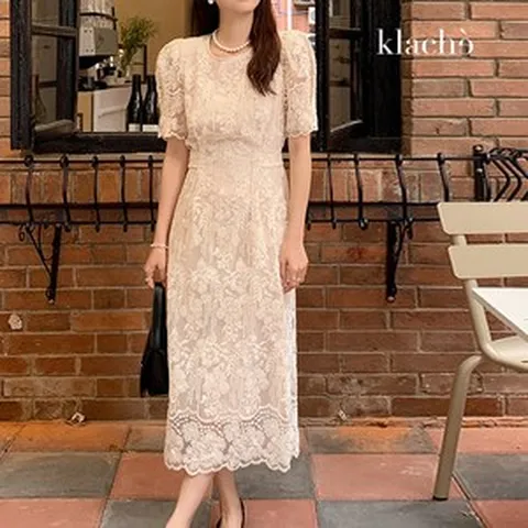 클라셰 (77까지)퓨어플라워레이스리본원피스_B4M0048