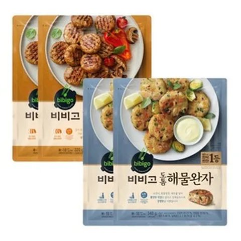한입떡갈비+도톰해물완자, 떡갈비 320g 2개+해물완자 340g 2개, 320g
