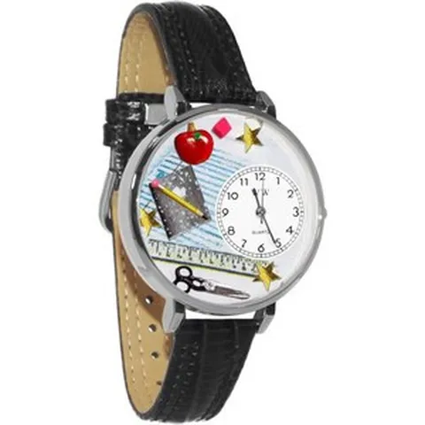 Whimsical 선물s 교사 3D 시계 [세금포함] [정품] 클래식 디자인 | 실버 Finish 대 Unique Fun Novelty 핸드메이드 in USA 블랙 Band 패션시