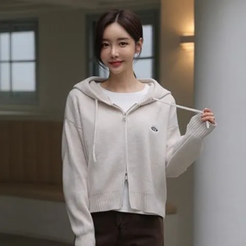 시크폭스 brich 후드ver.코스에그 자수 투웨이 니트집업 후드가디건 마감임박!!!