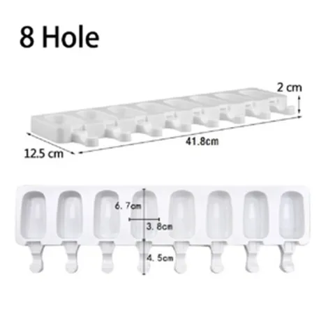 식품 등급 실리콘 아이스크림 몰드 스틱 아이스 팝 큐브 팝시클 디저트 DIY 매그넘 케이크 메이커 4/8 홀