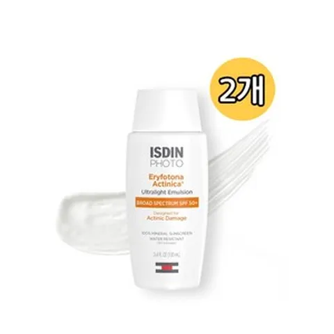 ISDIN Eryfotona Actinica 울트라라이트 에멀젼 미네랄 선크림 100ml x2 스페인 이스딘 썬로션, 2개