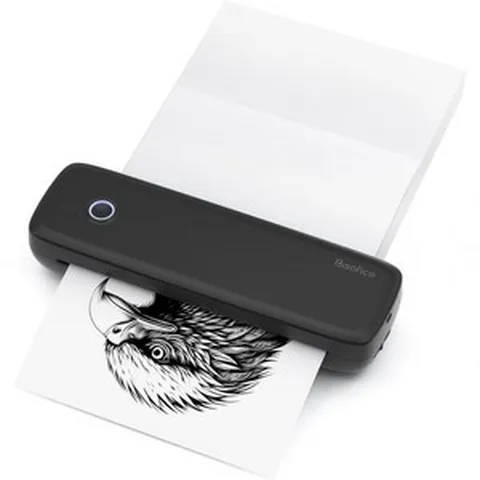 포토 프린터 A4 휴대용 열 전달 프린터 무선 &모바일 컴퓨터와 USB 연결 56mm/77mm/107mm/210mm/216mm(2In/3In/4In/8In/8).5인치) 오피, Black
