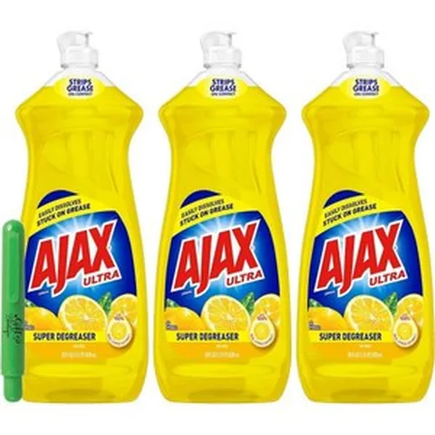 서비스 1위 아약스 식기 세척액 비누 28온스 레몬 향 슈퍼 탈지기 및 클리너 다목적 클렌저 총 84온스 기프트 부티크 보푸라기 스틱 3팩
