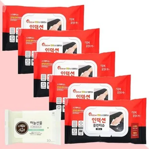 클린업 인덕션 클린 티슈 30매입 5개(+하늘선물 물티슈 10매), 5개