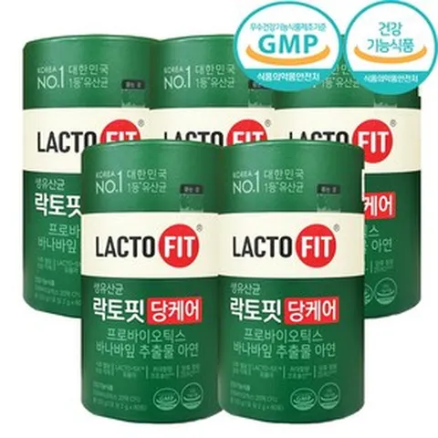 NEW 종근당 생유산균 락토핏 당케어 식후 혈당 상승 억제 프로바이오틱스 바나바잎 추출물 아연 LACTO FIT 당류 ZERO, 5개, 60포