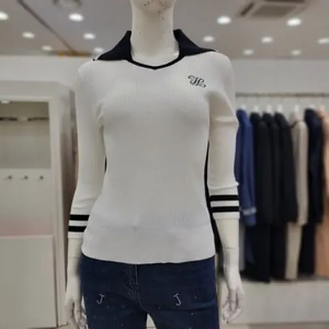 니트 스웨터 골지 스판 여성 티셔츠FDS3WSL0320