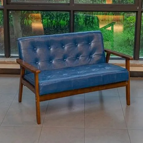 엔틱 소파 가죽 레트로 넓은 통가죽 천연 홈쇼핑 고풍 거실 북유럽 명품, 복고풍, 2인용【네이비】
