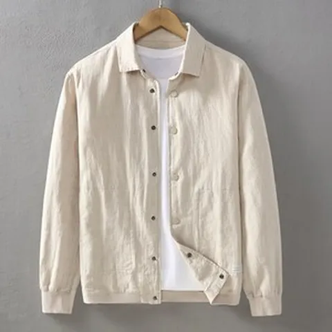 봄여름 린넨자켓 남성고급 면마 상의 빅사이즈 polo넥 긴팔 캐주얼 상의 0503PL05