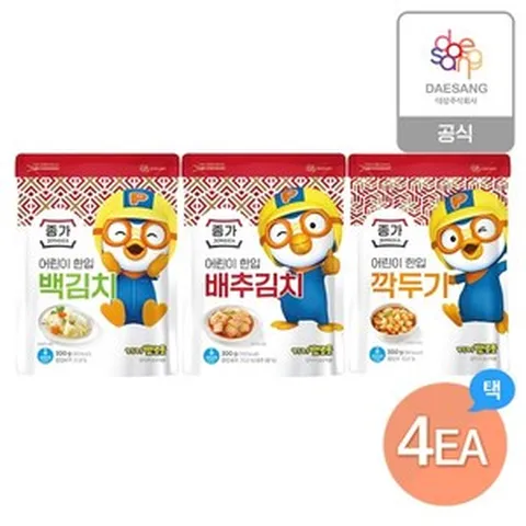 종가집 F)종가 어린이 한입김치 300gx4개 골라담기(배추/깍두기/백), 어린이한입배추김치300gx4개, 300g, 4개