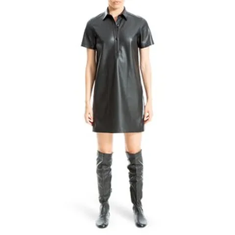 맥스스튜디오 포우 레더 반팔 셔츠원피스 드레스 블랙