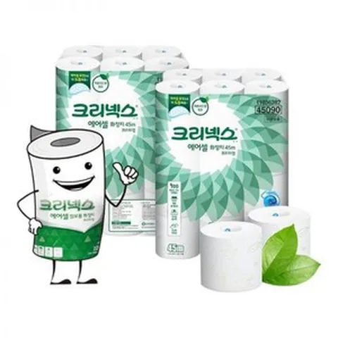 크리넥스 물 잘 녹는 어셀 두루마리 화장지 45m 24롤+24롤 182468, 48개, 01. 에어셀 화장지 45m 24롤+24롤