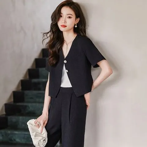 썸머 반팔 트위드 자켓 노카라 크롭 하객룩 린넨 봄 유라타임 이너프 단톤 쥬크 손정완 빅사이즈 C003