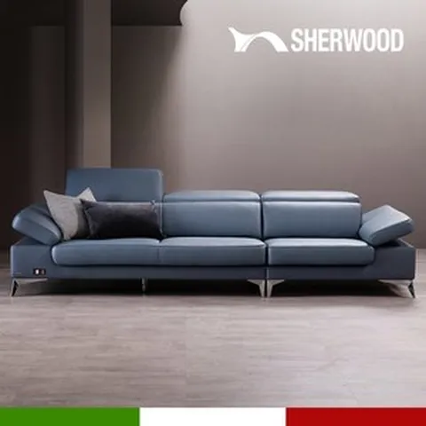 [쉐우드가구]두치오 4인용 이태리 천연통가죽 기능성 소파 암레스트형, 오렌지브라운 암레스트형