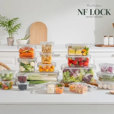 NFLCOK 밀폐용기 엔에프락 올트라이탄 100%국산 전자렌지가능 비스프리 직사각 밀폐용기, 직사각8호(칸막이)_635ml, 1개