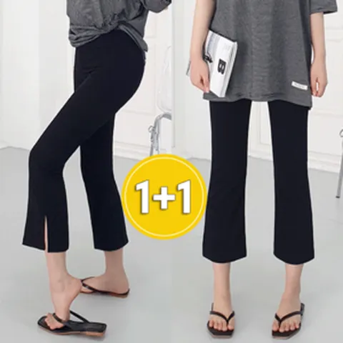 1+1 아이스쿨 8.5부 트임 레깅스 밴딩팬츠 FREE~ 5XL [국내생산 프리미엄] 빅사이즈