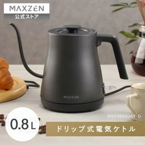 [일본정품수입]전기 주전자 대용량 0.8L 드립 빈방지 간단 조작 원터치식 세구 노즐 코드 수납 세련된 혼자, 01 본체＋메이커 보증