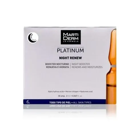 수면 크림 마스크팩 남성수면크림 주름케어 안티에이징 광채수면크림팩 MartiDerm 나이트 리뉴 앰플여성 및 남성용 알파 하이드록시산 마린 콜라겐 히알루론산이 함유되어 매일 밤, 30, 1개