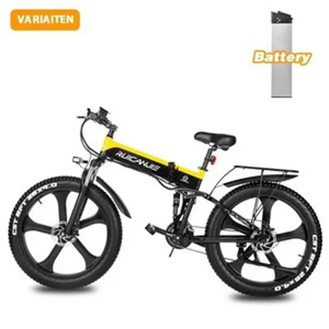 ebike 1000w 전기자전거 접이식 48v26inch 산악 자전거, 1배터리 옐로우, 씨엔