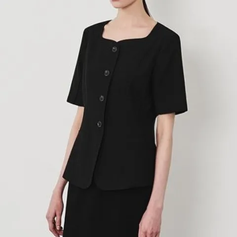 VW 베라왕 린넨 블렌디드 스퀘어넥 반팔 자켓