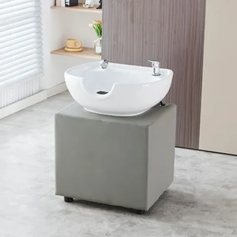 미용실 샴푸대 헤어샵 헤드 스파 도기 머리 목 받침, 화이트 + 그레이