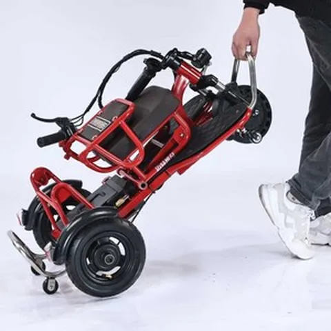 접이식 세발전기자전거 여성 등하원 출퇴근 전동, 상세 페이지 참고, 48V 빨간색 12Ah 배터리 약 40km