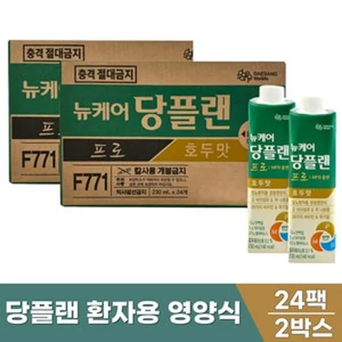 당뇨환자용 프리미엄 균형 영양식 뉴케어당플랜 프로 호두맛 식사대용 단백질 식이섬유 26가지 비티민 앤 미네랄 함유 시니어 부모님 노인 추천 당케어 당뇨두유, 48개, 230ml