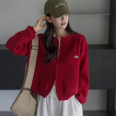 시크폭스 brich / 융기모VER추가코스에그 자수 투웨이 니트집업 가디건