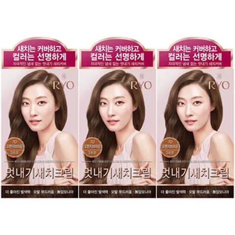 려 우아채 멋내기 새치크림 염색약 X 3개 셀프새치염색 바르는염색약 흰머리염색약 새치커버염색약 산화제, 7O 오렌지브라운 3개